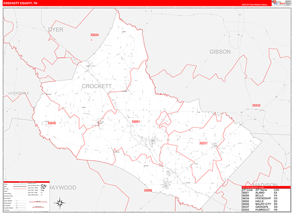 Crockett County, TN Zip Code Map