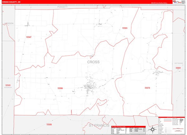 Cross County, AR Zip Code Map