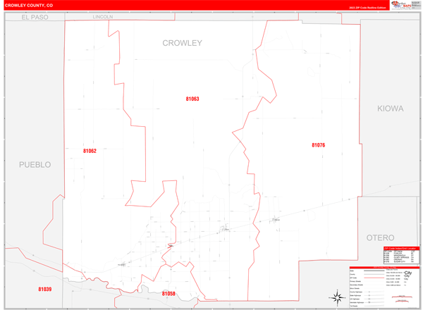 Crowley County Digital Map Red Line Style