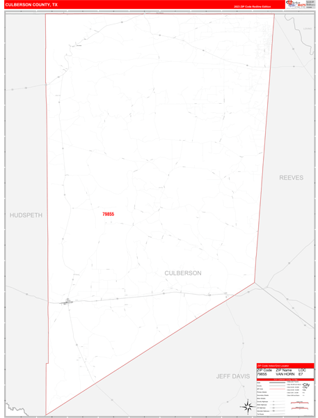 Culberson County Digital Map Red Line Style