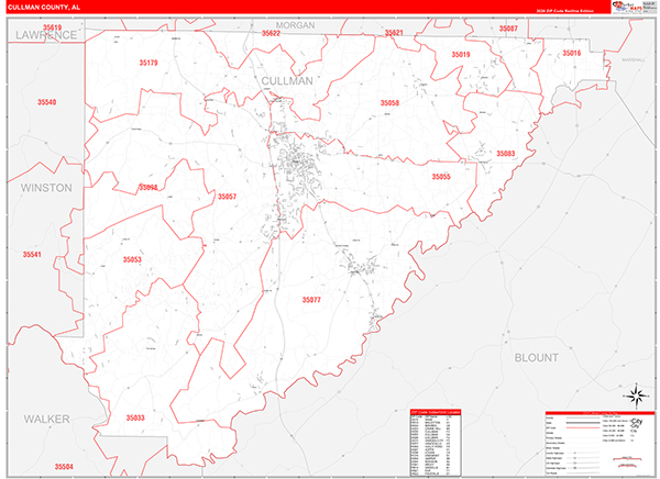 Cullman County, AL Zip Code Map