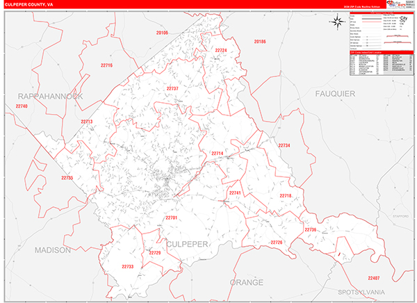 Culpeper County, VA Zip Code Map