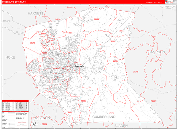 Cumberland County, NC Zip Code Map