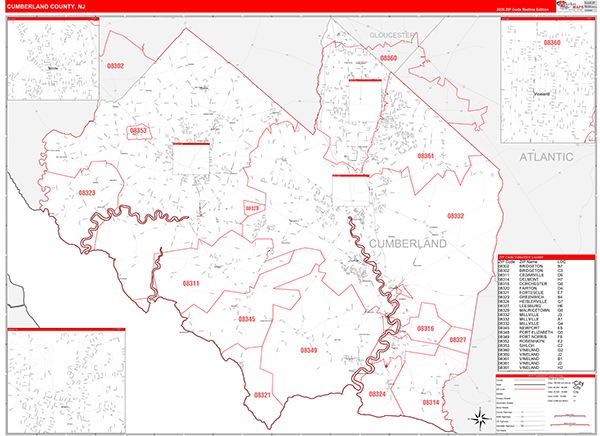 Cumberland County, NJ Zip Code Map