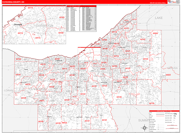Cuyahoga County, OH Zip Code Map