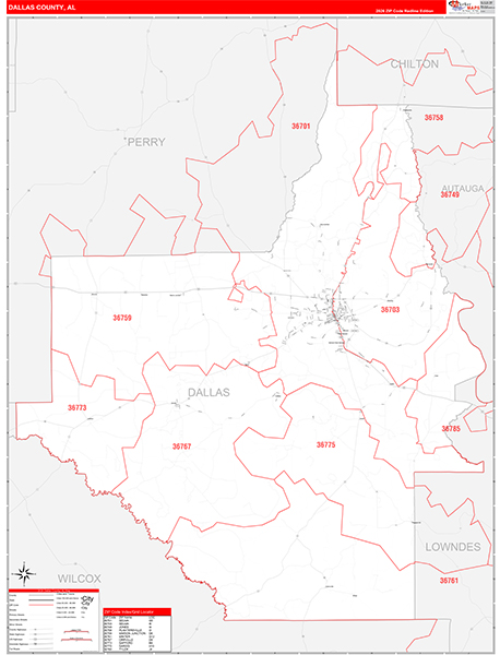 Dallas County, AL Zip Code Map