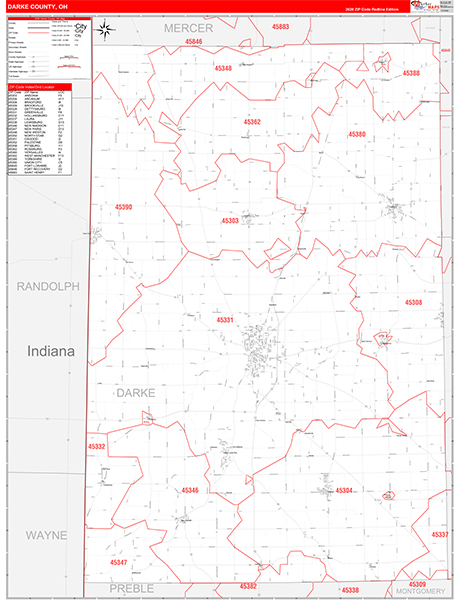 Darke County, OH Carrier Route Wall Map
