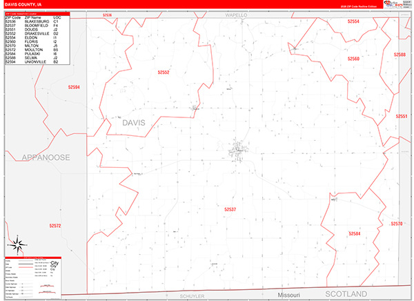 Davis County, IA Zip Code Map