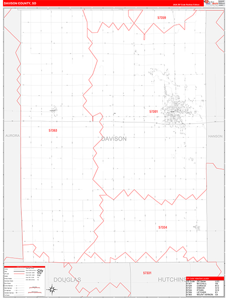 Davison County, SD Zip Code Map