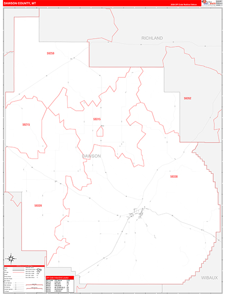 Dawson County, MT Zip Code Map