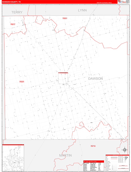 Dawson County, TX Zip Code Map