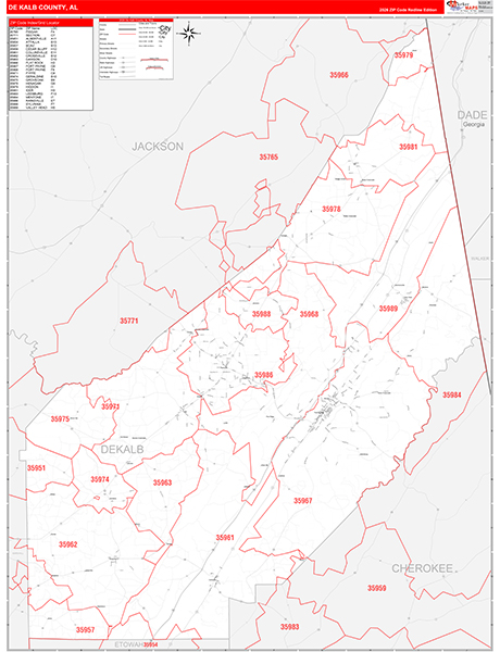 DeKalb County, AL Zip Code Map