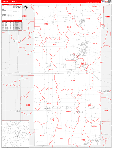 DeKalb County, IL Zip Code Map