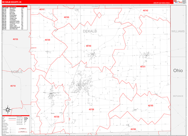 DeKalb County, IN Zip Code Map