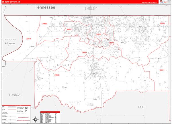 DeSoto County, MS Zip Code Map