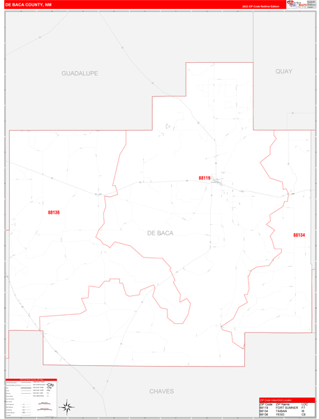 Debaca County Digital Map Red Line Style