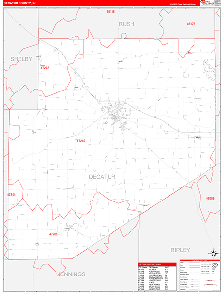Decatur County, IN Zip Code Map