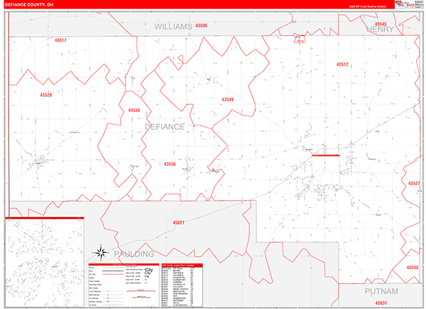 Defiance County, OH Zip Code Map