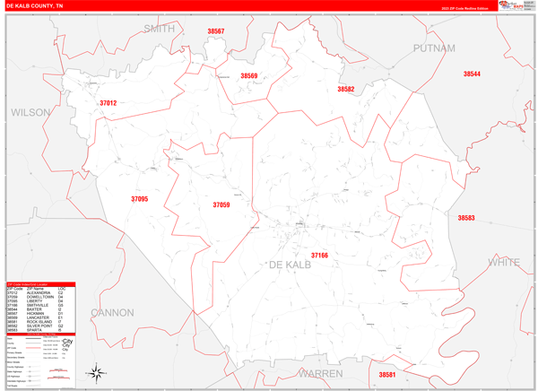 Dekalb County Tn Zip Code Maps Red Line 1127