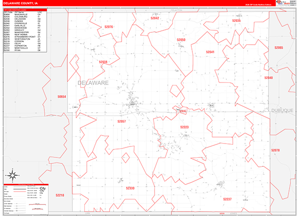 Delaware County, IA Carrier Route Wall Map