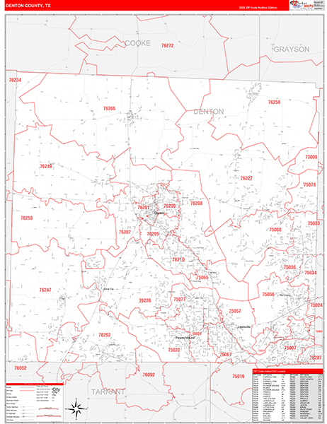 Denton County, TX Zip Code Map