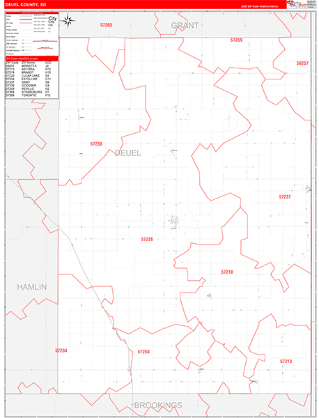 Deuel County, SD Zip Code Map