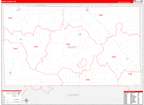 Dewey County, OK Zip Code Map
