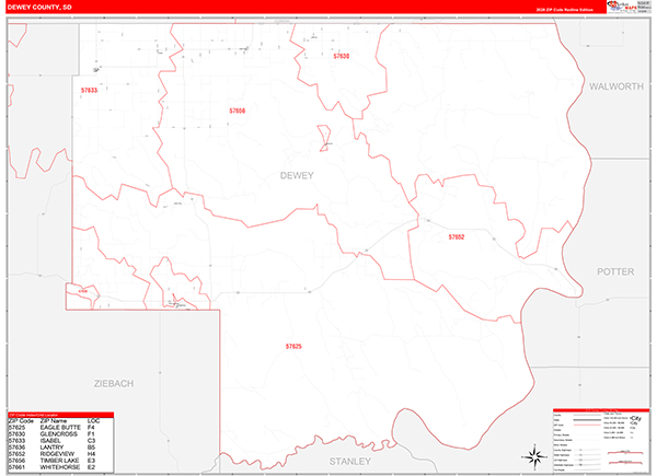Dewey County, SD Zip Code Map