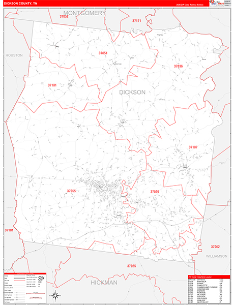Dickson County, TN Zip Code Map