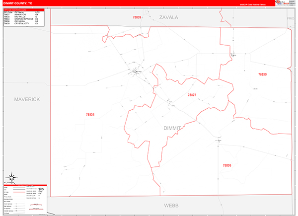 Dimmit County, TX Zip Code Map