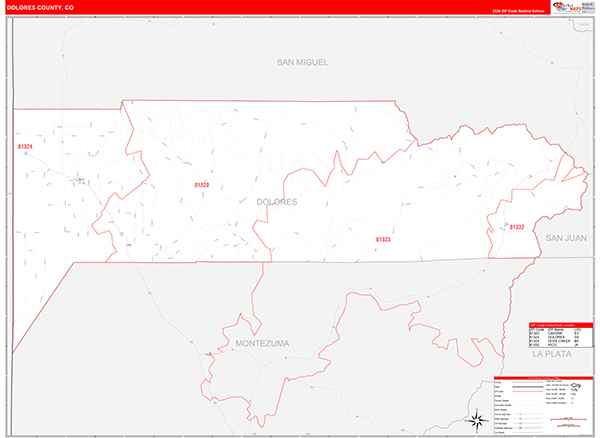Dolores County, CO Zip Code Map