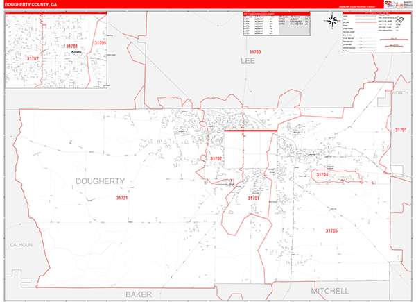 Dougherty County, GA Zip Code Map