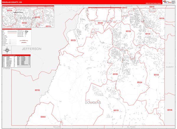 Douglas County, CO Zip Code Map
