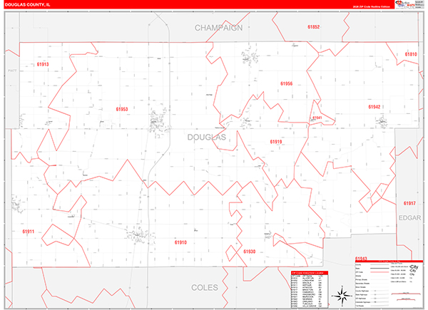 Douglas County, IL Zip Code Map