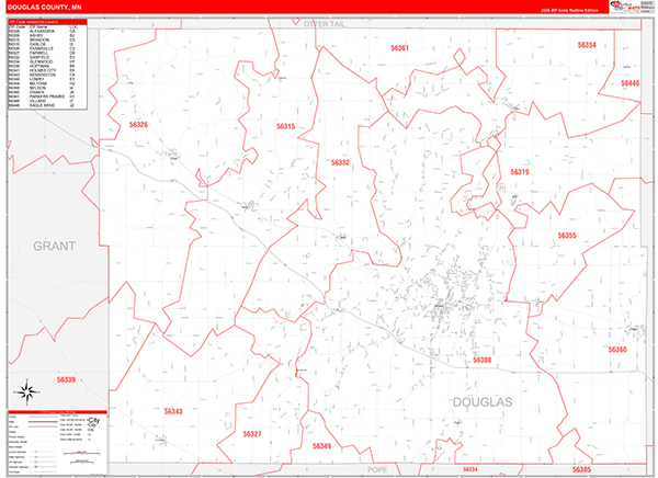 Douglas County, MN Zip Code Map