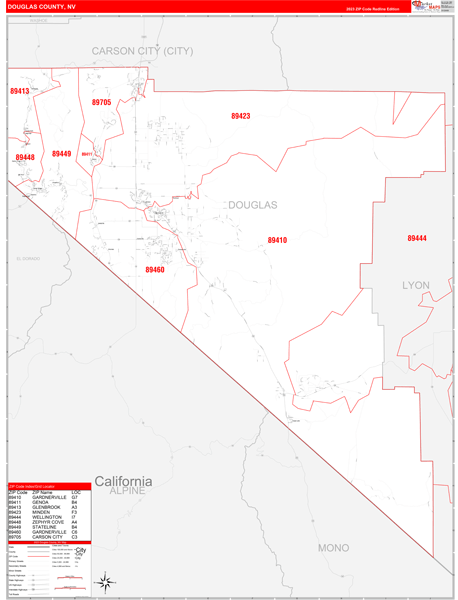 Douglas County Digital Map Red Line Style