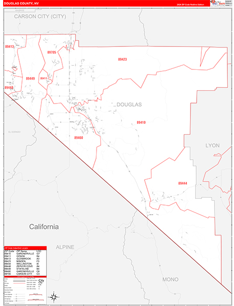 Douglas County, NV Zip Code Map