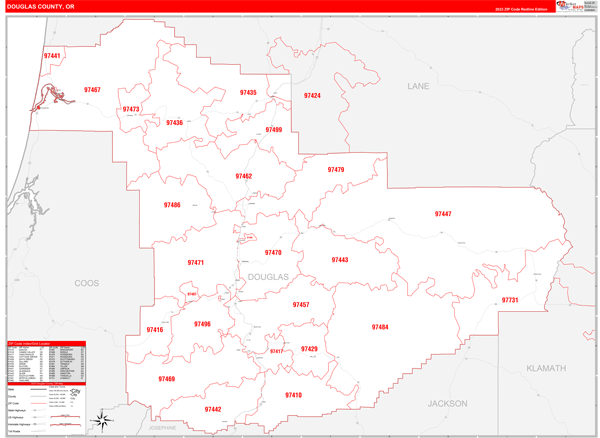 Douglas County, OR Zip Code Map