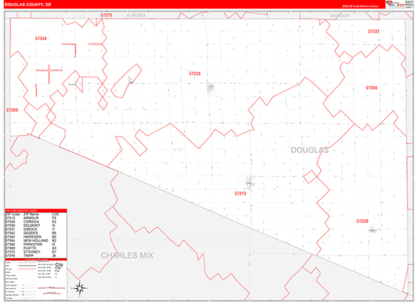 Douglas County, SD Zip Code Map