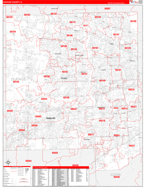 DuPage County, IL Zip Code Map