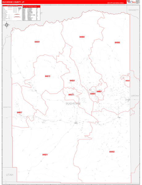 Duchesne County, UT Zip Code Map