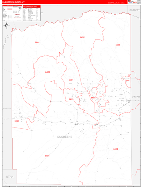 Duchesne County, UT Zip Code Map