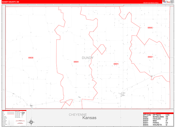 Dundy County, NE Carrier Route Wall Map