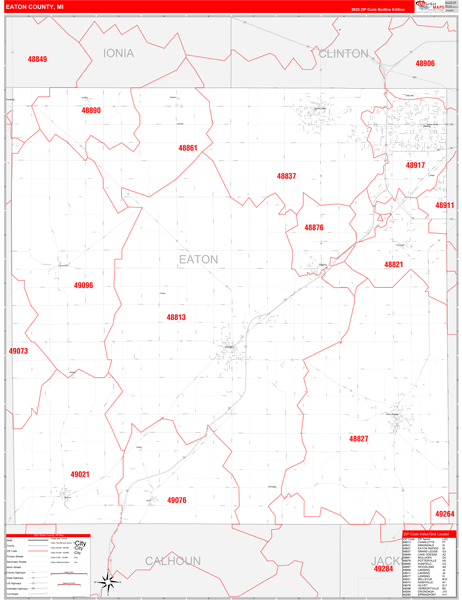 Eaton County Digital Map Red Line Style