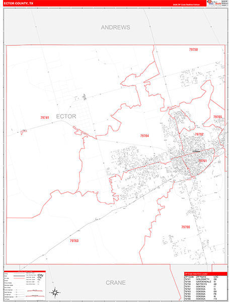 Ector County, TX Zip Code Map