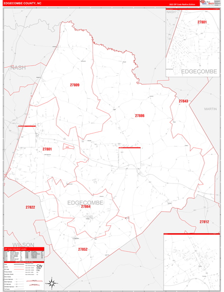 Edgecombe County Digital Map Red Line Style