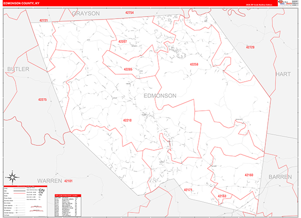 Edmonson County, KY Zip Code Map