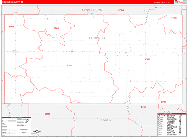 Edmunds County, SD Zip Code Map