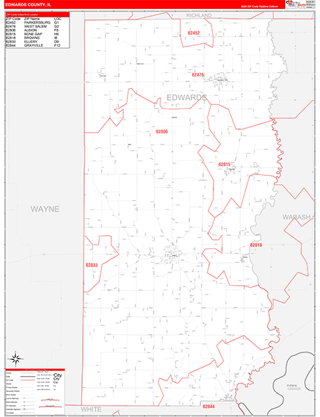Edwards County, IL Zip Code Map