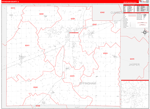 Effingham County, IL Zip Code Map